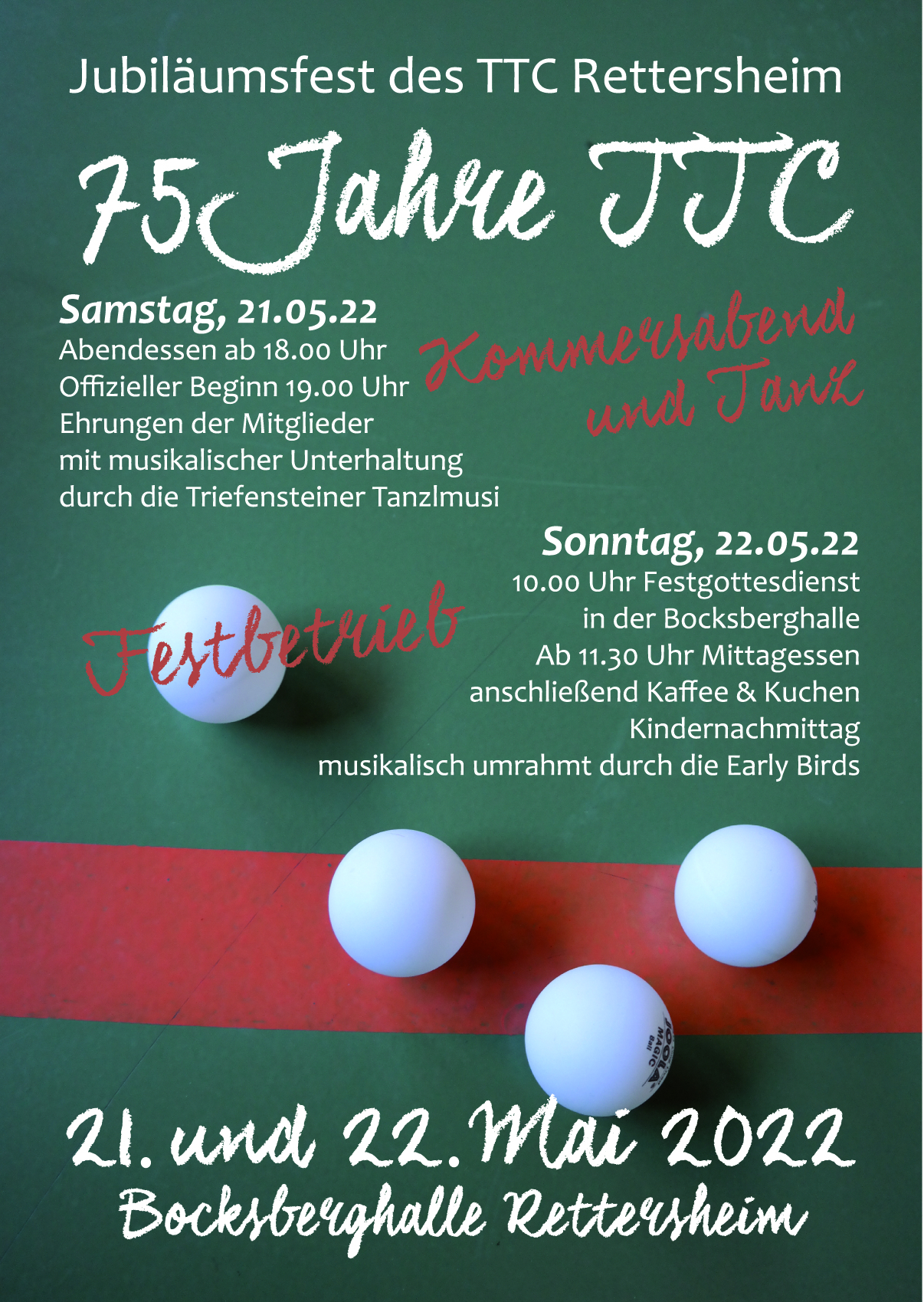 Einladung zum Jubiläumsfest TTC Rettersheim